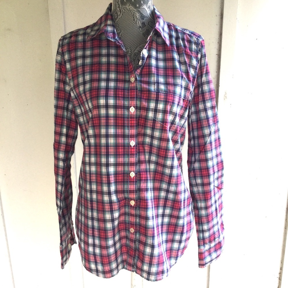American Eagle Pink & Purple Plaid Shirt